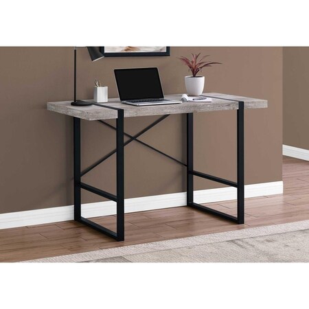 Gfancy Fixtures 30 in. Taupe Particle Board & Black Metal Computer Desk GF2456725